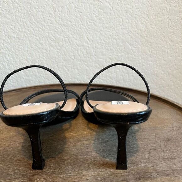 Steve Madden Loft Slide Sandals Heels Black Snake Women’s 5.5 - Picture 4 of 6